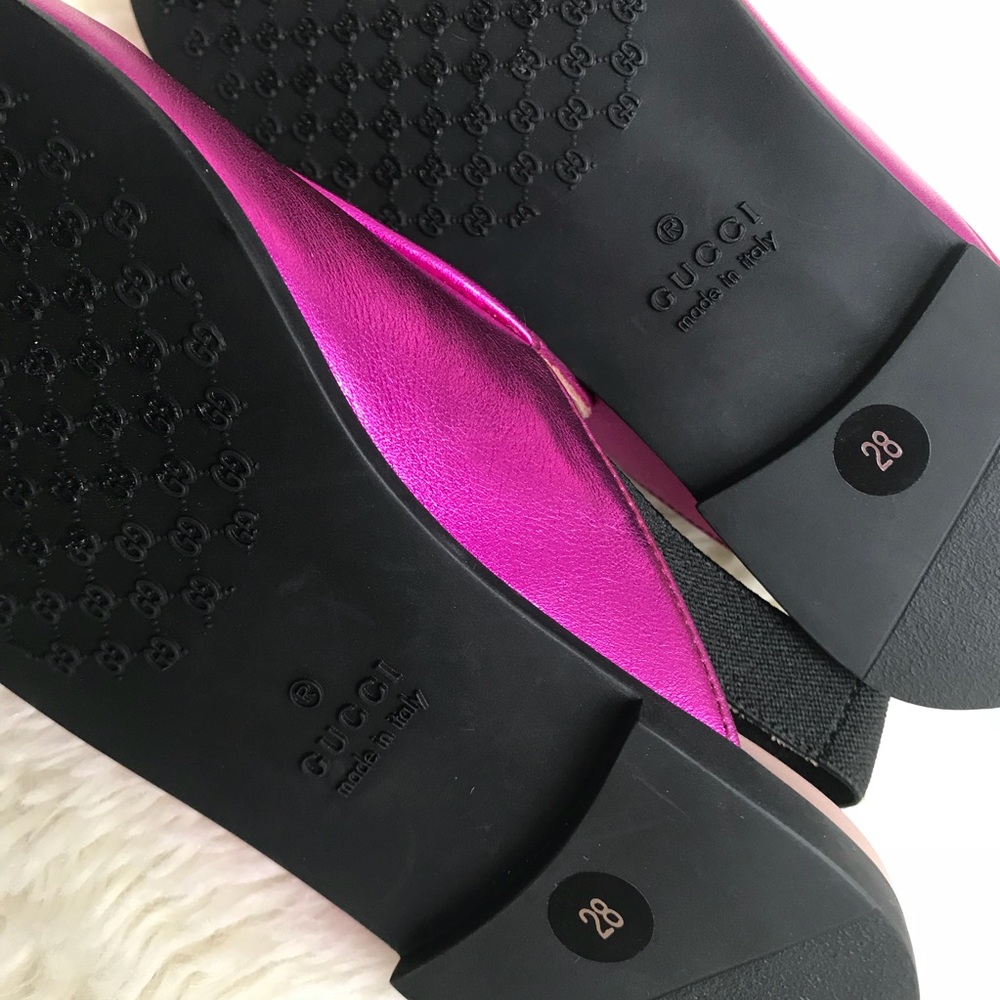 GUCCI Princetown Metallic Leather Slip On Shoes - Picture 5 of 8